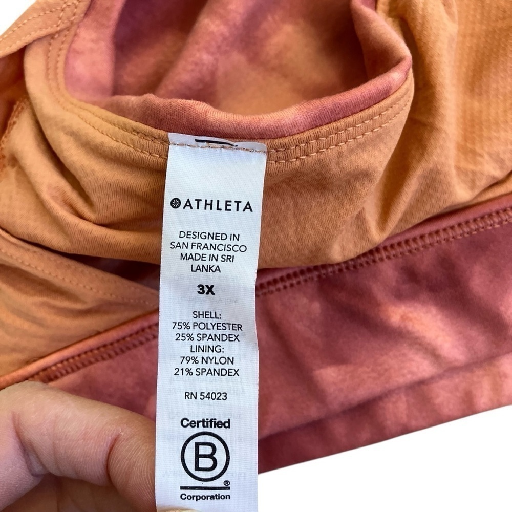 Athleta Exhale Printed Sports Bra Terracotta Rusty Orange Low Impact Soft Sz 3x - Picture 15 of 16